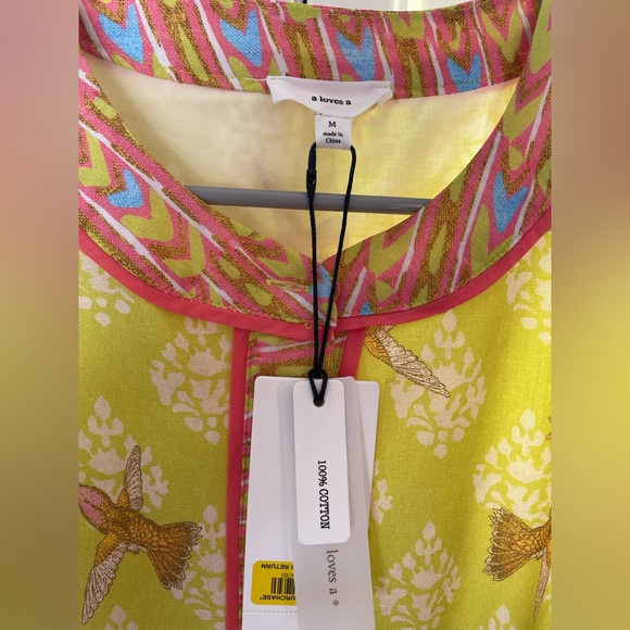 New boho maxi dress  a-line ruffles mandarin collar $169 NWT medium a loves a - Picture 6 of 13